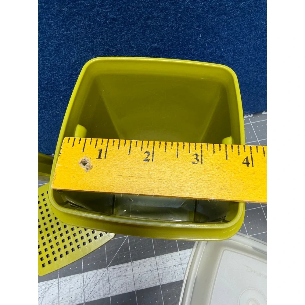 Tupperware Pickle Lifter Avocado Green 1330 3 Vintage Container Strainer Set